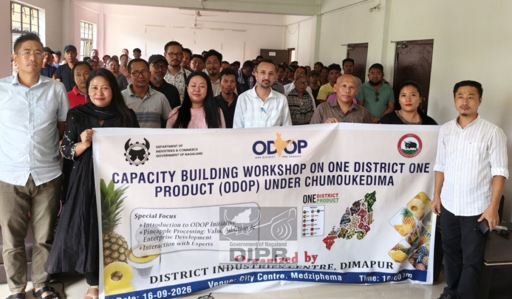 Officials and participants during a capacity building workshop on One District One Product held at City Centre, Medziphema, Chumoukedima on September 16, 2026. (DIPR Photo)